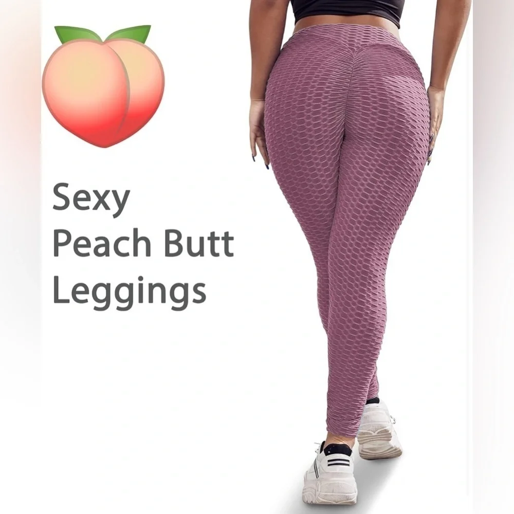 Butt Lifting Seamless Scrunch Leggings - Purple, Size Medium
